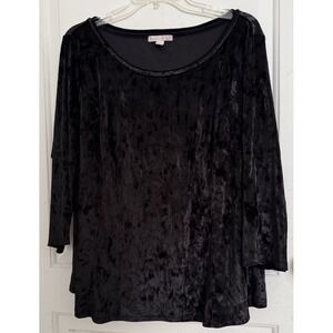 Vintage Crushed Velvet Shirt Womens 1X Black‎ Crushed Velvet Dark Goth Romantic
